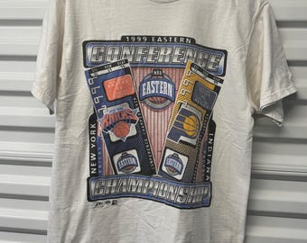 Vintage 90s NBA Playoffs T-shirt: Knicks Vs Pacers, 1999 Eastern