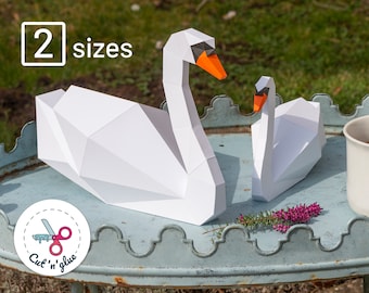 Swan - DIY Papercraft, lowpoly, origami, wedding decoration, paper sculptures