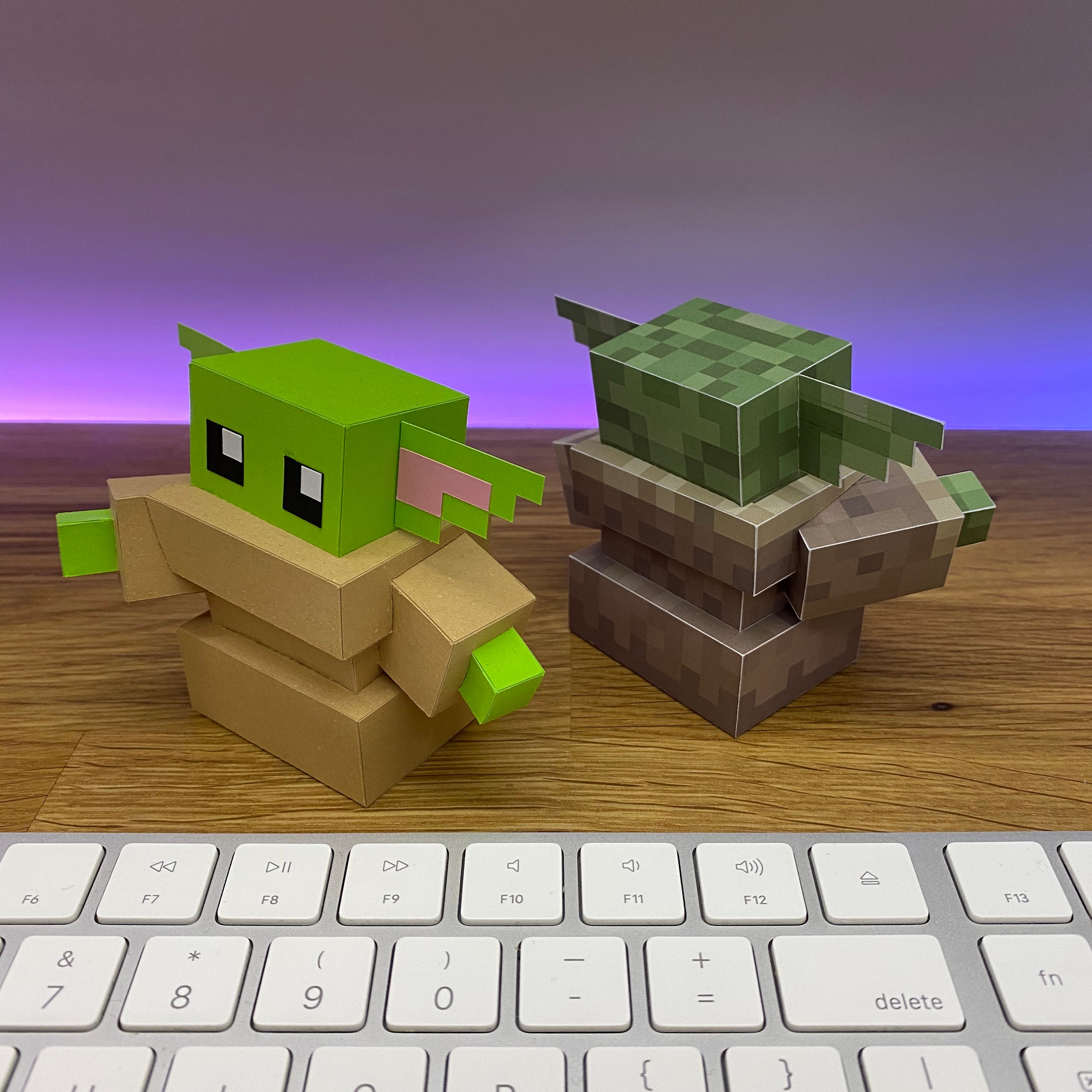 Baby Yoda Minecraft Style Origami Papercraft -  Sweden