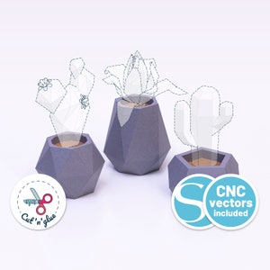 Fioriere in cemento SOLO! – Papercraft fai da te, lowpoly, origami, fiori, piante, sculture di carta, pentagonali, geometriche