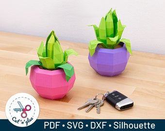 Agave plant in flower pot – origami papercraft
