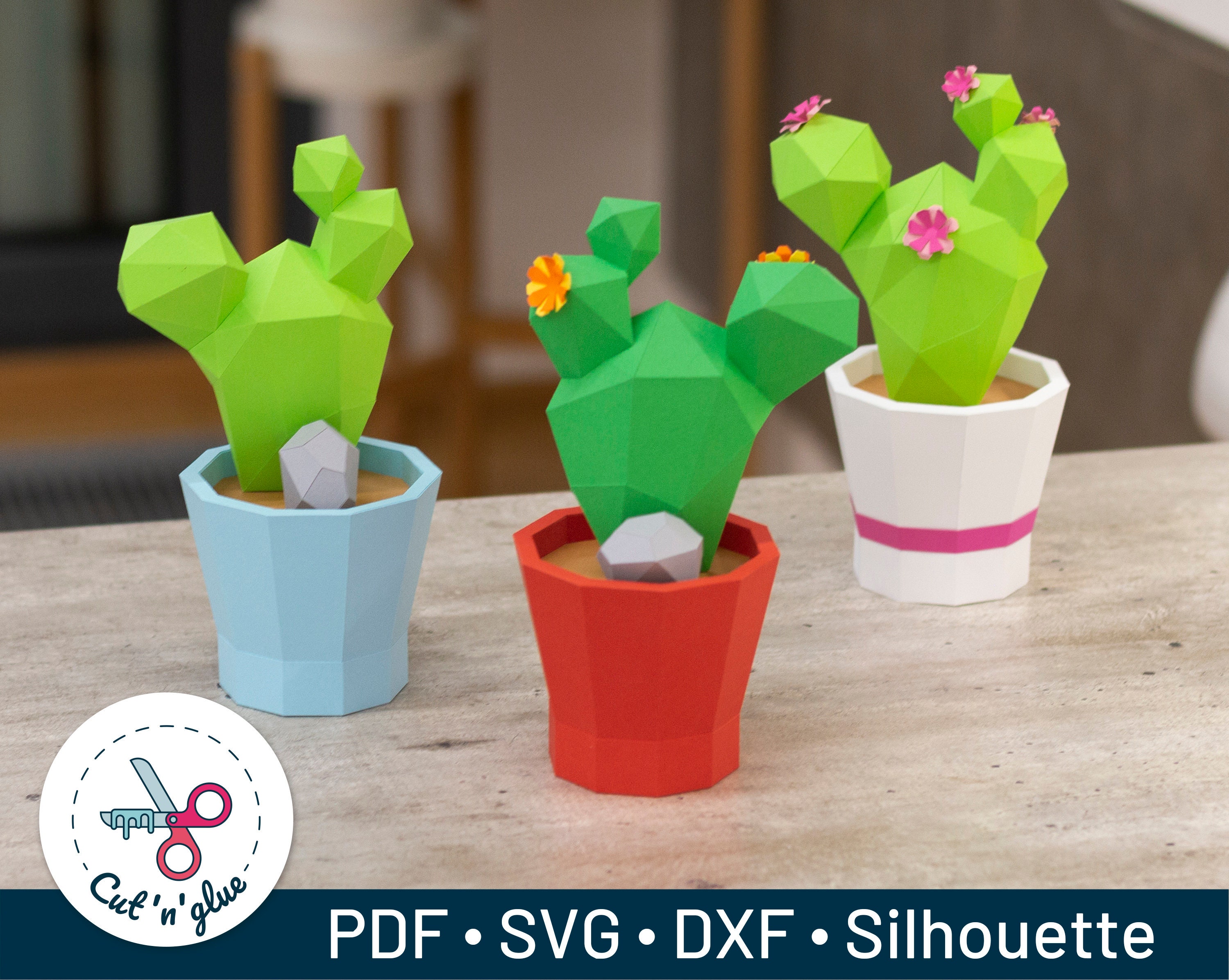 Kaktus Opuntia im Blumentopf  Origami Papercraft - Etsy.de