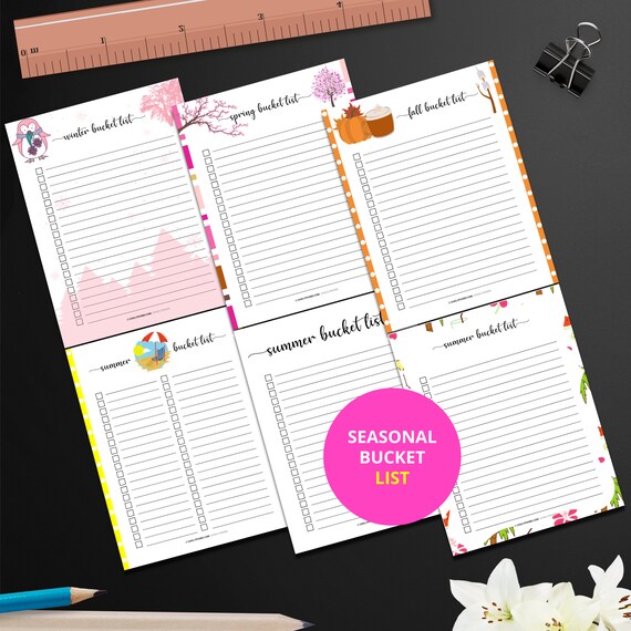 Seasonal Bucket List Challenges Printables A5 Size Etsy France