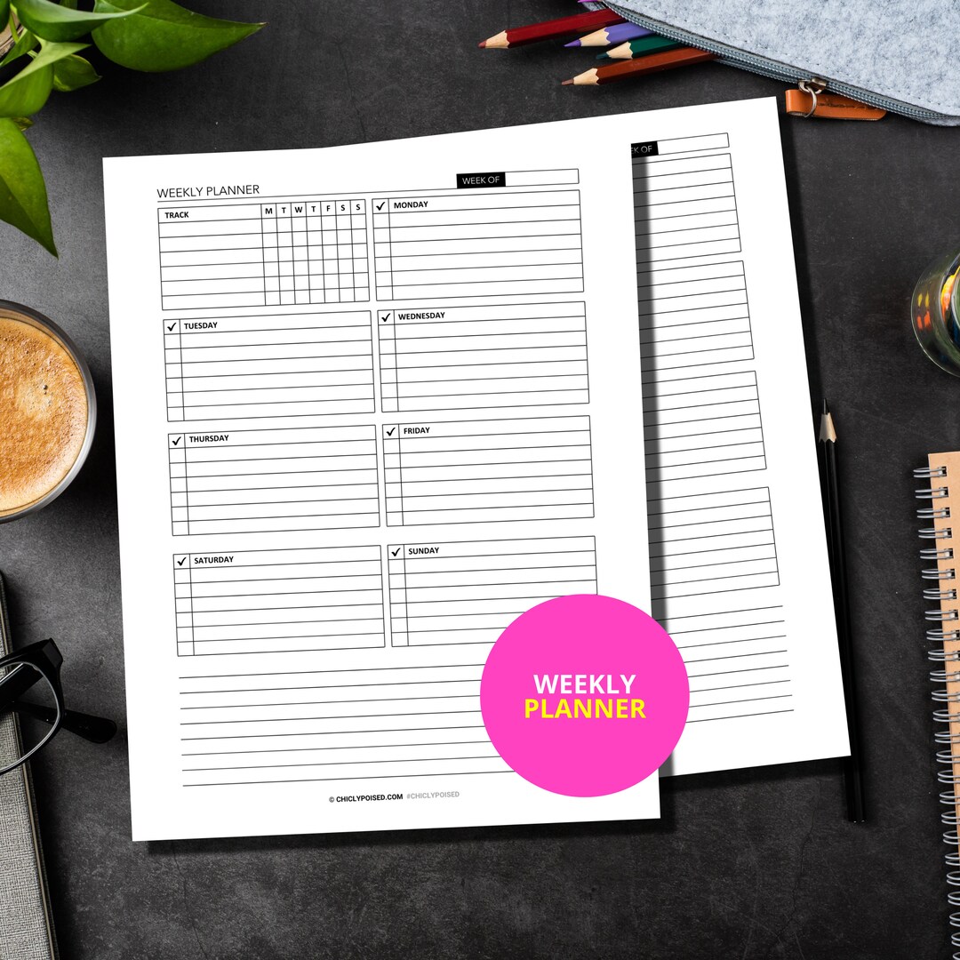 Weekly Planner Printable Insert, Letter Size and A4 Size - Etsy