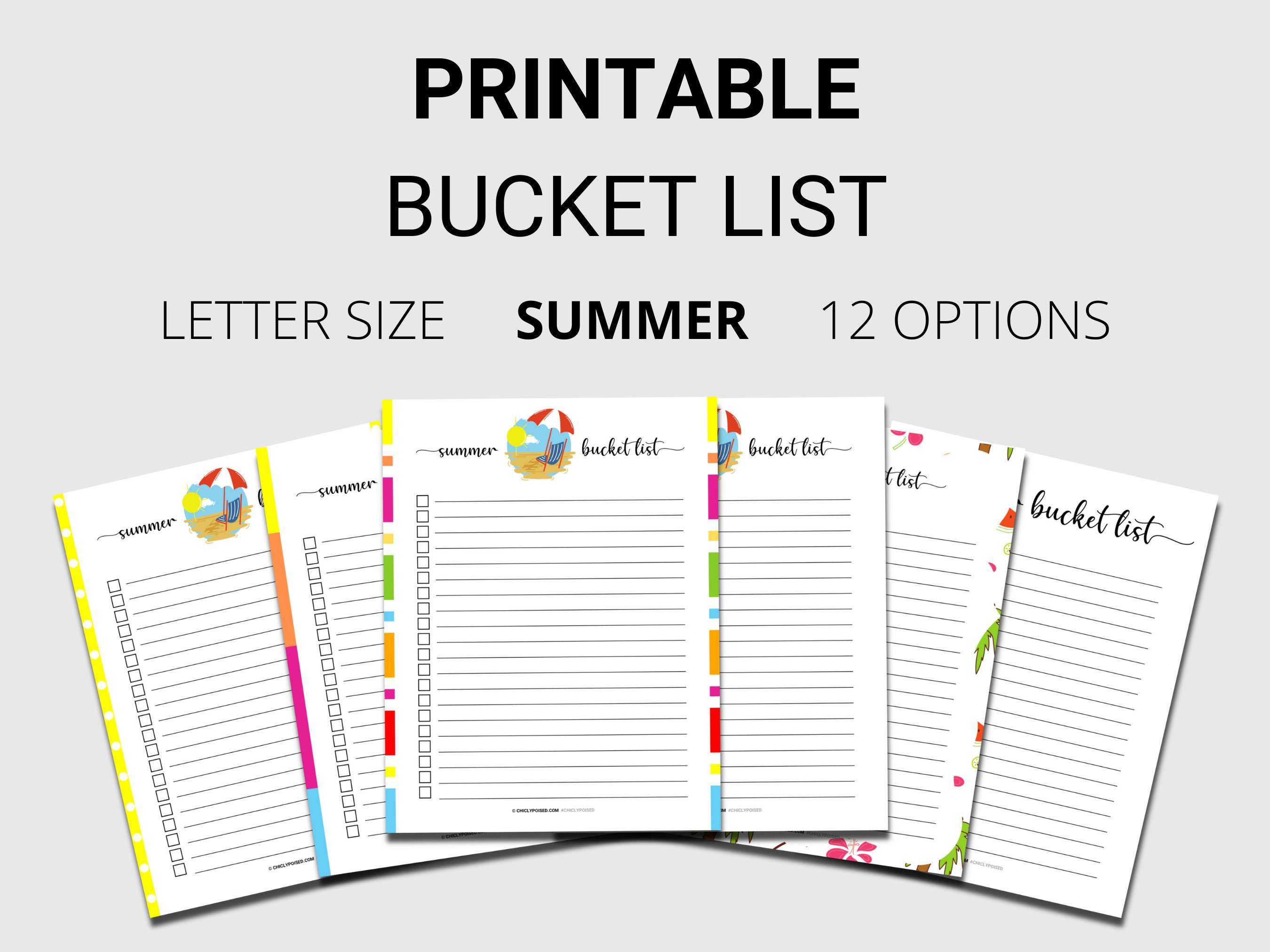 Summer Bucket List Challenges Printables Letter Size Etsy