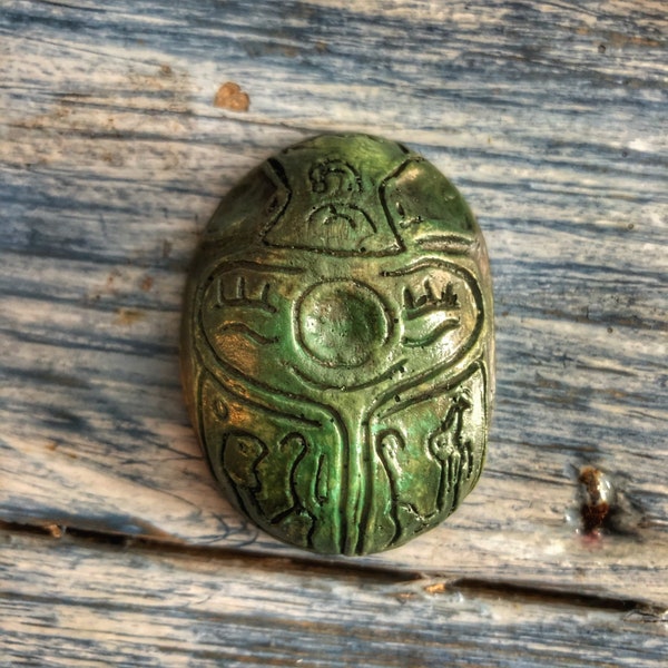 scarab magnet luck gift egyptian amulet charm resin antik retro vintage kitchen wall art fridge sculpture realistic verdigris skull beetle