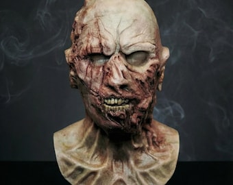 Realistic Silicone Zombie Mask: Bitten Undead Monster, Halloween Cosplay