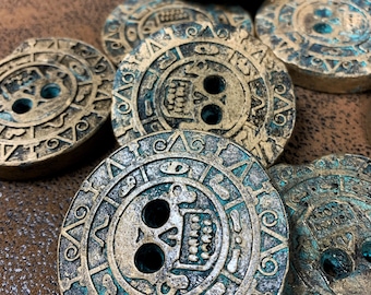 Pirate Maya Aztece coin gold oxidized treasure mystic prop realistic child coinage caribbean curse silver platin pendant jewellery medallion
