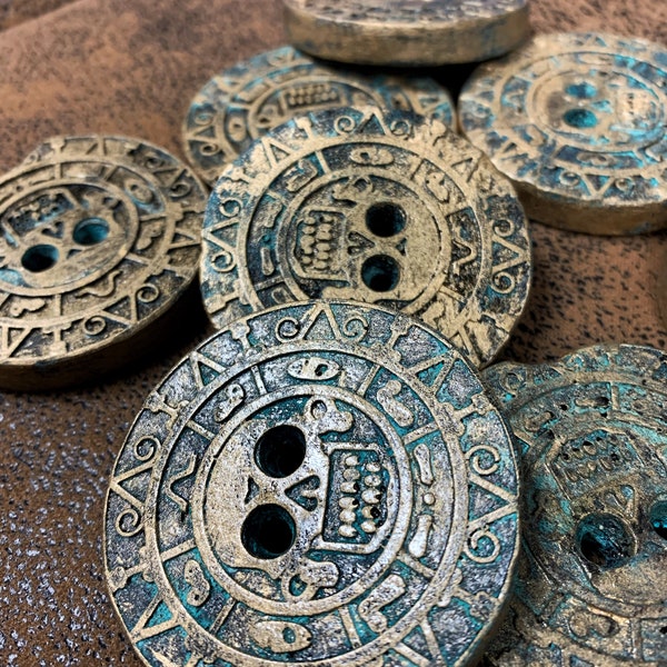 Pirate Maya Aztece coin gold oxidized treasure mystic prop realistic child coinage caribbean curse silver platin pendant jewellery medallion