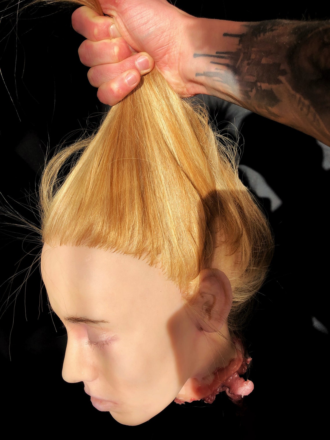 Hyper realistic severed human head out of silicone with hair Etsy