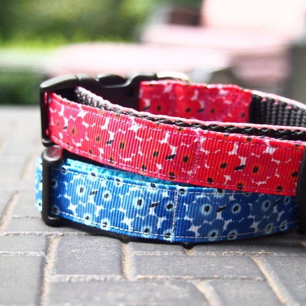 Modern Floral Dog Collar, 5/8 inch wide (size extra small/small)