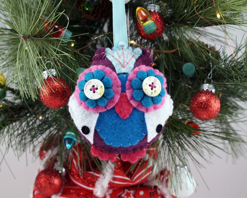 Owl Christmas Holiday Felt Ornament