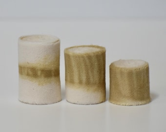 Striped Lemongrass Plant-Dyed Cotton Ribbon: 2 Yards Green Shibori-Dyed Cotton with Frayed Edges