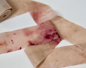 Supernova Plant-Dyed Silk Ribbon: 2.5 Yards Silk Crepe in Warm Tones