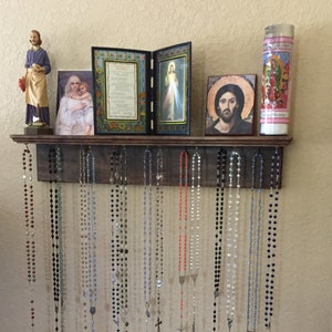 Rosary Shelf / Holy Cards / Icons / Statues