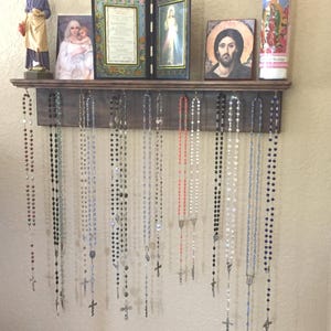 Rosary Shelf / Holy Cards / Icons / Statues