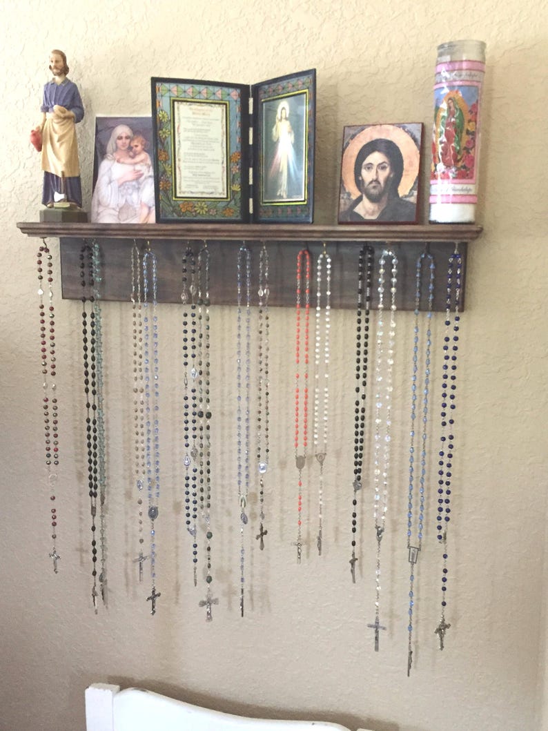 Rosary Shelf / Holy Cards / Icons / Statues