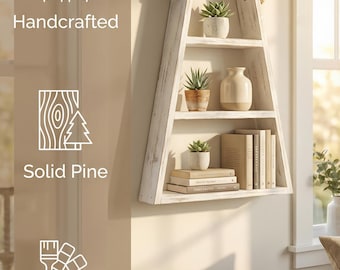 Coastal Distressed Hanging Ladder Shelf