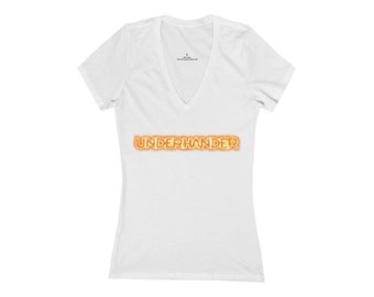 UNDERHANDER original artwork FIRE LOGO w/back logo design Women's Favorite TeeWomen's Jersey Short Sleeve Deep V-Neck Tee