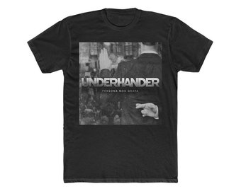 UNDERHANDER ALBUM COVER w/back logo design Men's Cotton Crew Tee