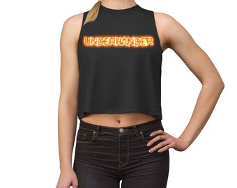 UNDERHANDER original artwork FIRE LOGO w/back logo design Women's Favorite Tee Women's Crop top