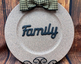 FAMILY Decorative charger plate | Farmhouse Decor | Rustic Decor