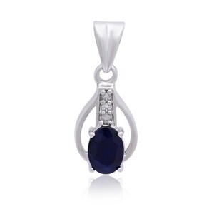 Handgjort hänge i sterlingsilver med blå safir – zirkondetaljer bild 2