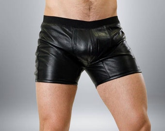 Handgemachte Männer Echtes Schafleder Boxer Short - Handgemachte Echte Männer Sommer Shorts Leder Boxer Short Kostüm LGBTQ Pride Walk Short