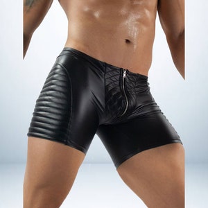 Leather Boxer Shorts With Zipper Men's 100% Genuine Leather Shorts Leather Shorts designed for LGBTQ Pride Walk events and costumes. image 1