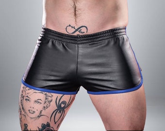 Handmade Men's Genuine Sheep Leather Boxer Shorts - Expertly crafted leather shorts designed for LGBTQ Pride Walk events and costumes.