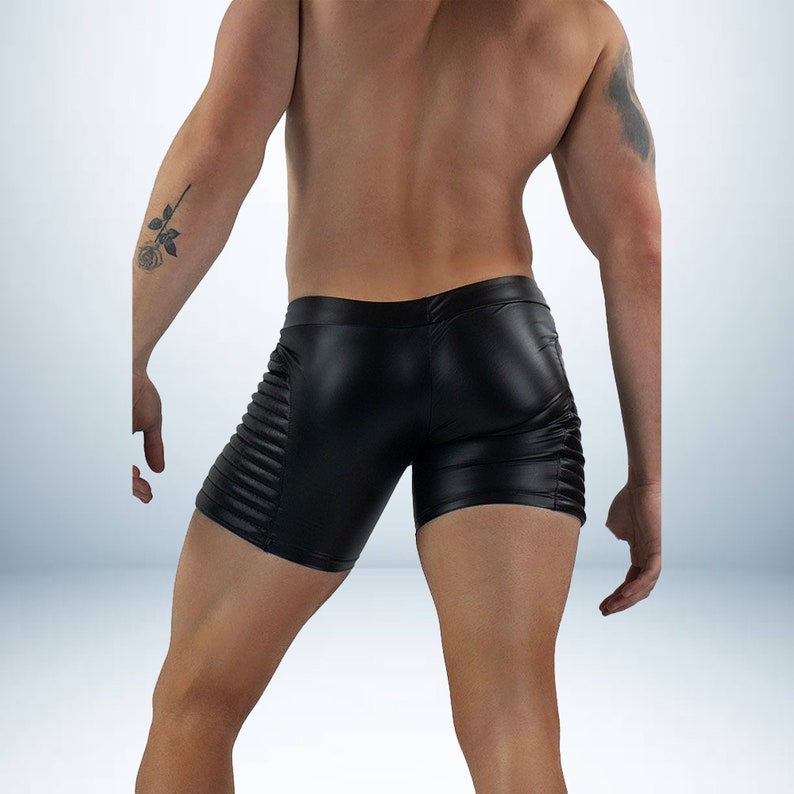 Leather Boxer Shorts With Zipper Men's 100% Genuine Leather Shorts Leather Shorts designed for LGBTQ Pride Walk events and costumes. image 4