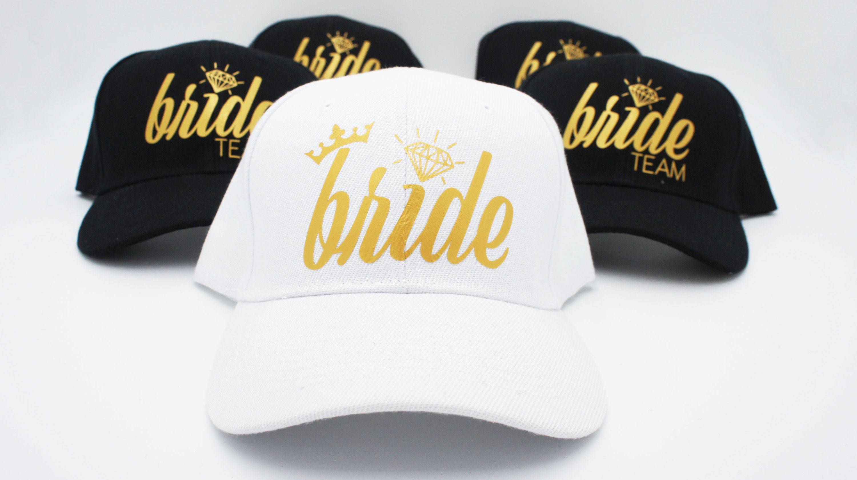 Bride Tribe Black With Golden Lettering Adjustable Strap Hat‎ Bridal Chenille Patch Cotton Baseball Cap by Funky Junque  main image 2