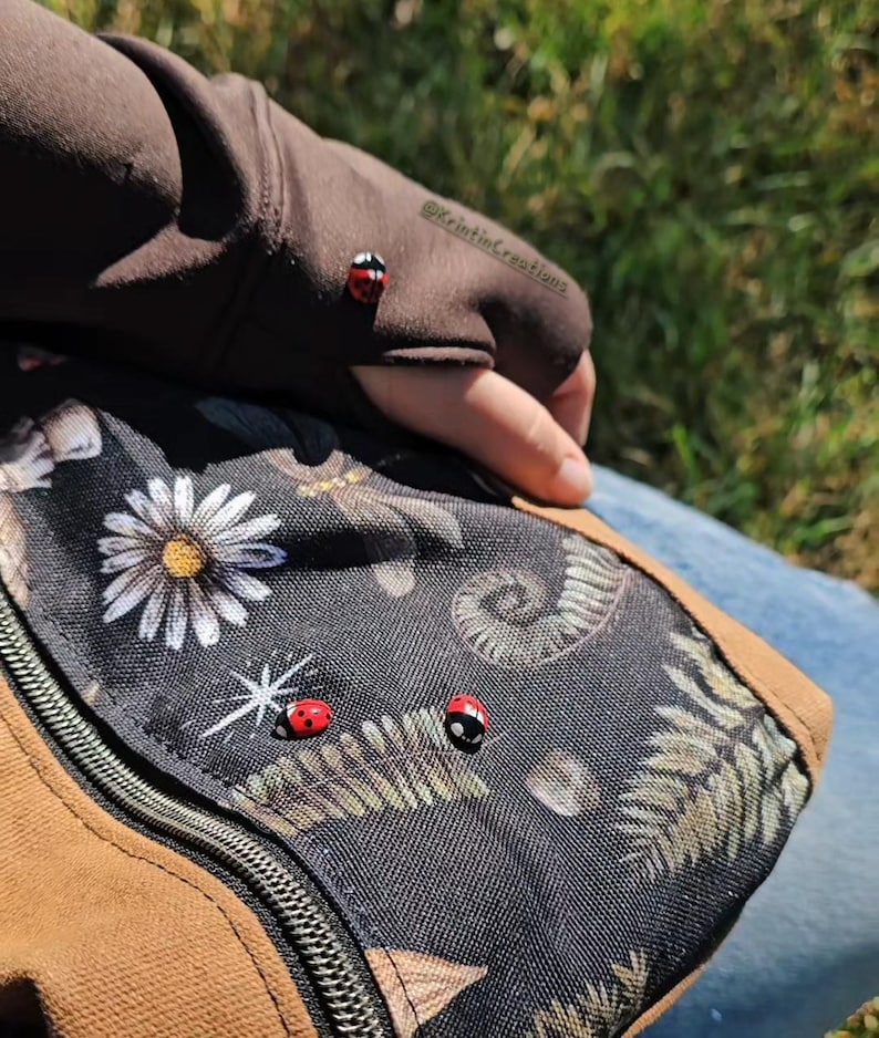 Realistic Ladybug Pin: Handmade Clay Art, Spring Whimsy, mother's day gift image 3
