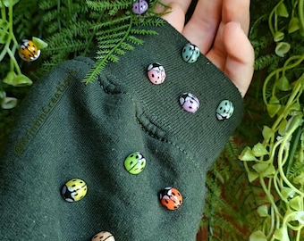 Glitter Pastel Ladybug Pin: Handmade Clay Art, Cottagecore Whimsy, mother's day gift