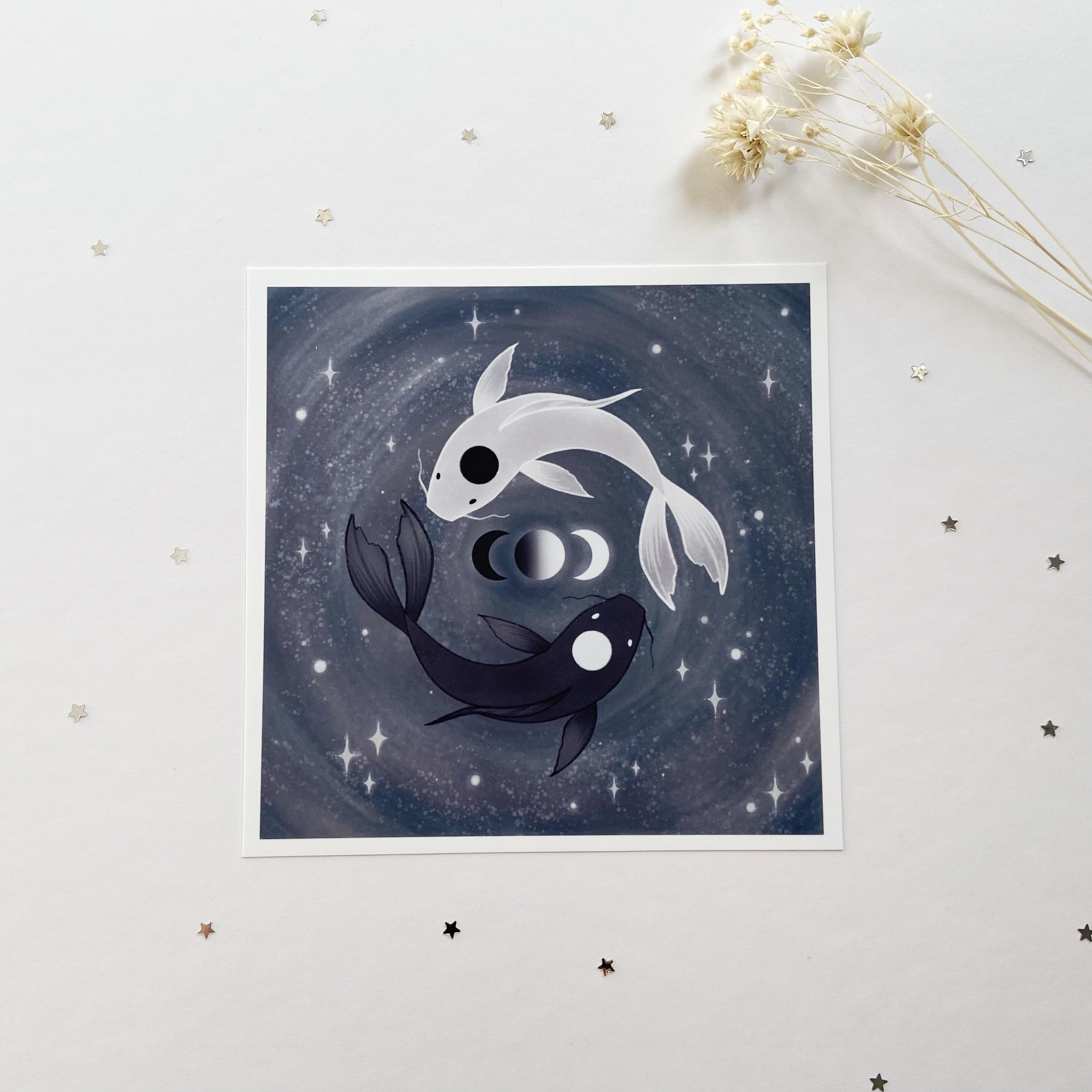 Impression d'art Print Magique de Carpes Koi | Tui & La Yin et Yang Anime Atla