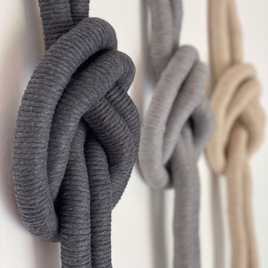 Set of 3 Knotted Cotton Wall Hanging: Modern Boho Decor