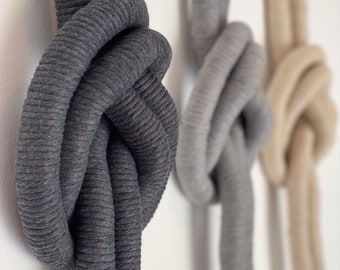 Set of 3 Knotted Cotton Wall Hanging: Modern Boho Decor