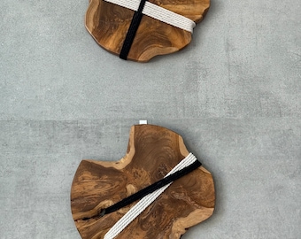 Teak Root Wall Hanging Set 2: Boho Fiber Art Decor