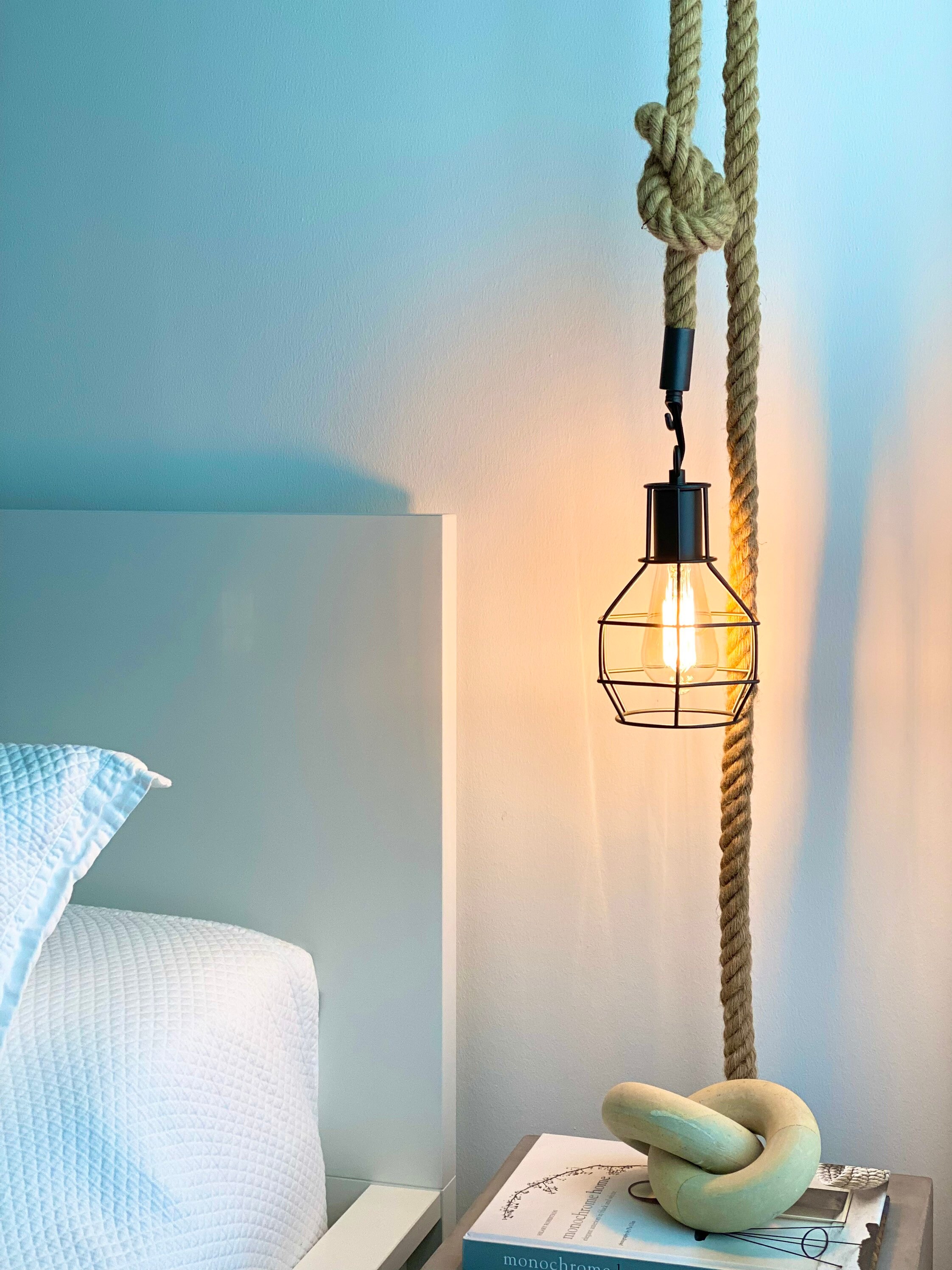 Jute Rope Pendant Light: Handwoven Hanging Lamp (12' FT) - Etsy