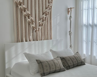 Large Cotton Macrame Wall Hanging: Knotted Modern Decor (45x55")