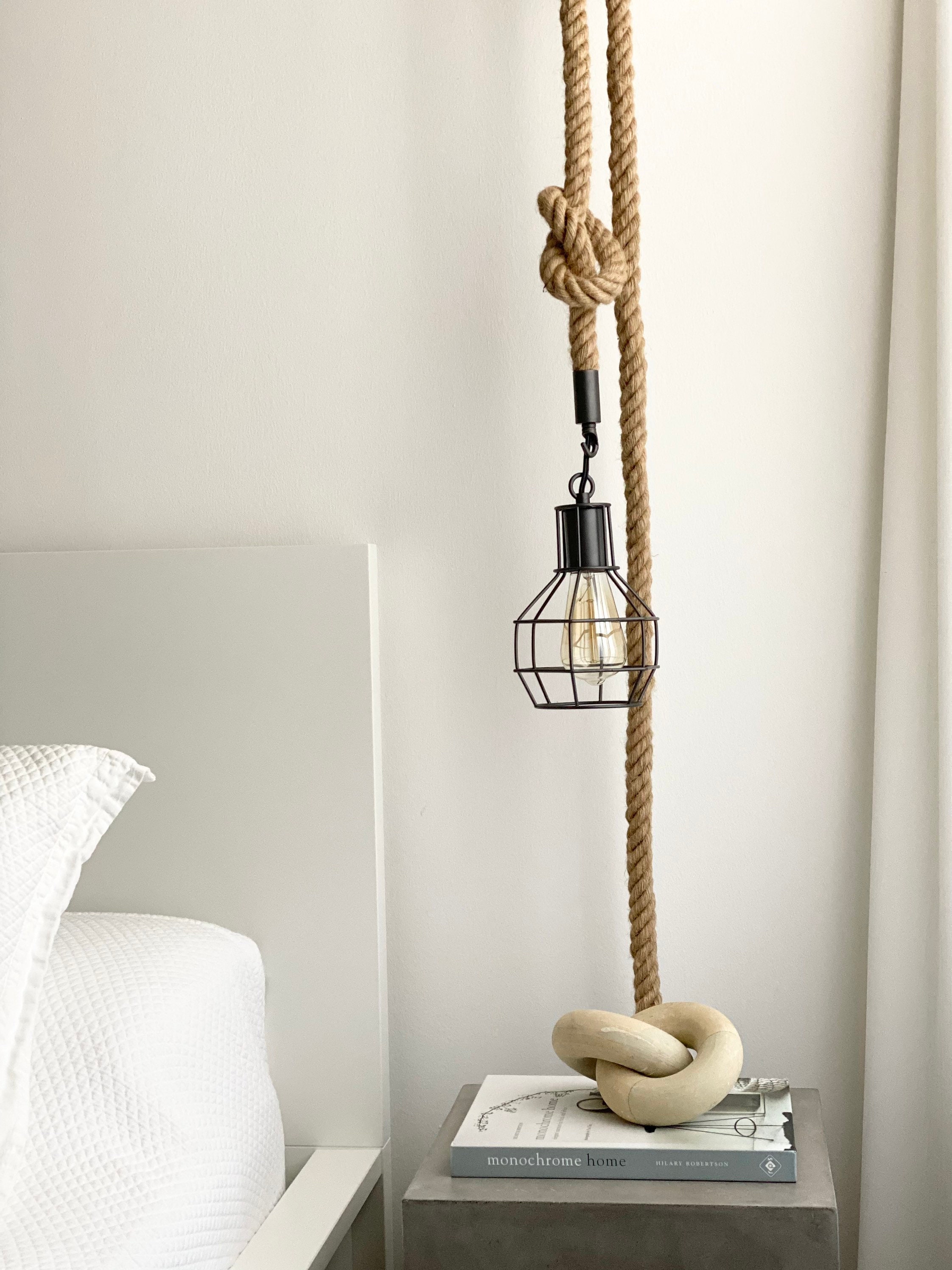 Jute Rope Pendant Light: Handwoven Hanging Lamp (12' FT) - Etsy