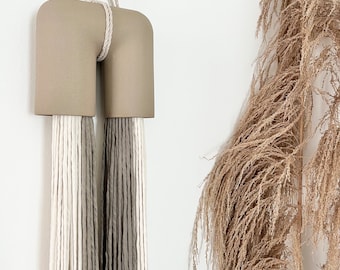 Ceramic Fiber Wall Hanging: Modern Textile Art, Taupe Decor (50" Long)