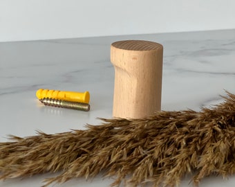 Solid Wood Wall Hook: Modern Decorative Hook