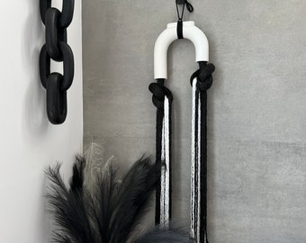 Wall Hanging// Ceramic and Fiber details// Textil Art// Contemporary Decor// Colgante de pared//