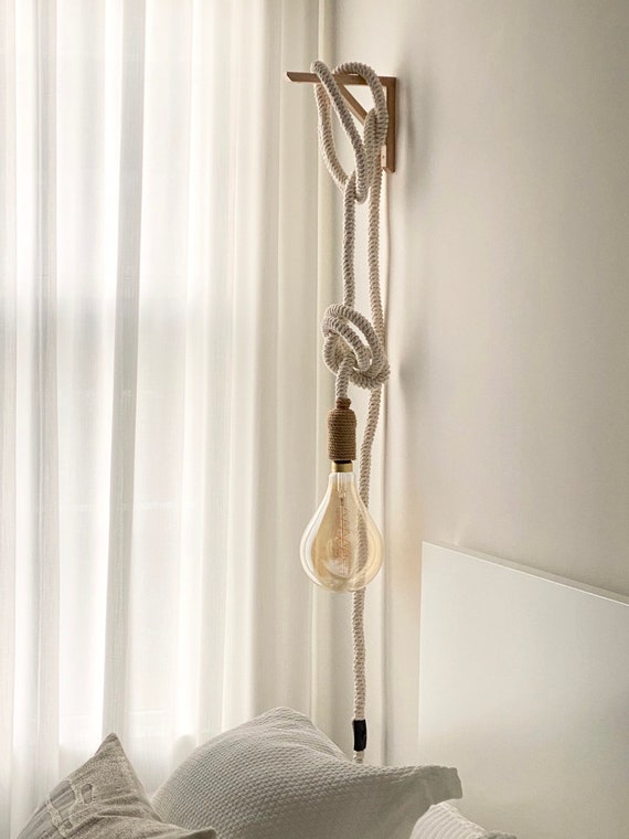 Macrame Pendant Light Hanging Rope Light Home Decor Wall