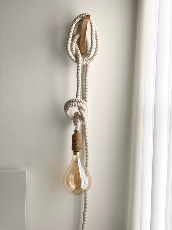 Macrame Pendant Light// Hanging Rope Light// Home Decor// Wall