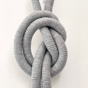 Knotted Macrame Wall Hanging: Light Grey Boho Decor