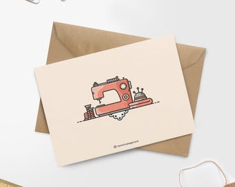 Card "Sewing machine" (A6) with envelope