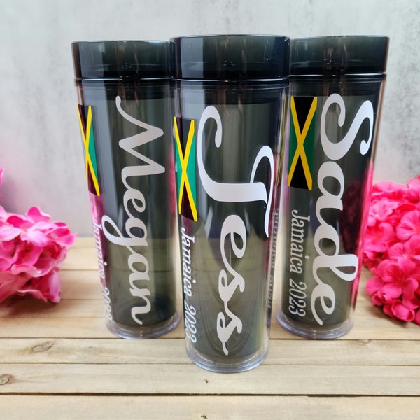 Custom Beach Vacation Tumbler Gift for Girls Trip Gift Bag Idea For Bridesmaid Tumbler Personalized  Bahamas Trip Cup Jamaica Girls Trip Cup