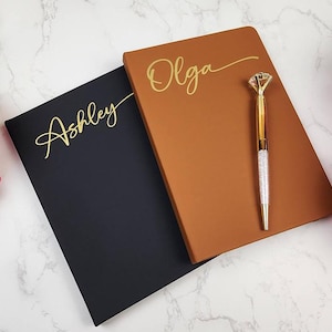 Personalized Journal, Custom Vegan Leather Notebook and Pen Set, Travel Journal, A5 Custom Journal, Personalized Diary, Journal with Name